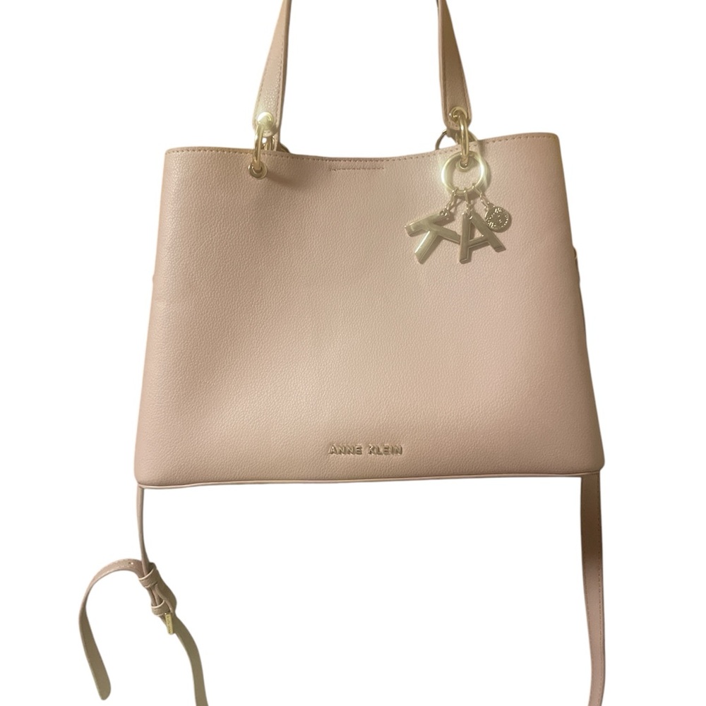 Anne Klein Blush Cream Shoulder Bag with Gold-Tone Hardware